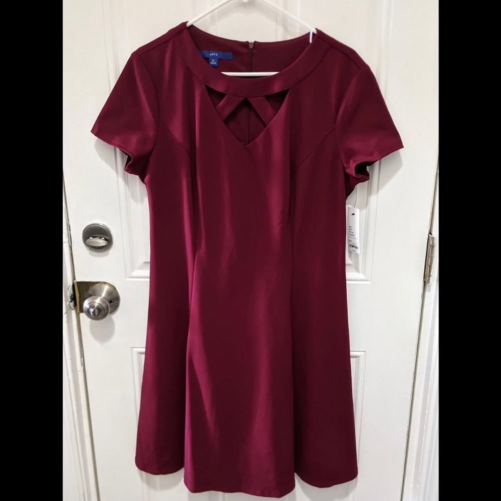 Red Cut out collar dress